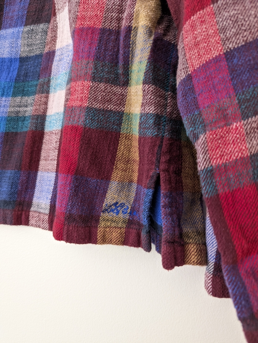 L.L. Bean Signature quarter zip flannel plaid cotton sweater size L - Picture 2 of 7